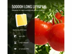 Outlet Lámpara de Crecimiento LED SucceBuy 200 W, Diodos Samsung de Alto Rendimiento para Plantas de Interior, Plántulas, Vegetación y Floración, Cultivo en Invernadero Negro
