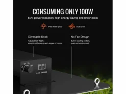 Outlet Lámpara de Crecimiento LED SucceBuy 200 W, Diodos Samsung de Alto Rendimiento para Plantas de Interior, Plántulas, Vegetación y Floración, Cultivo en Invernadero Negro