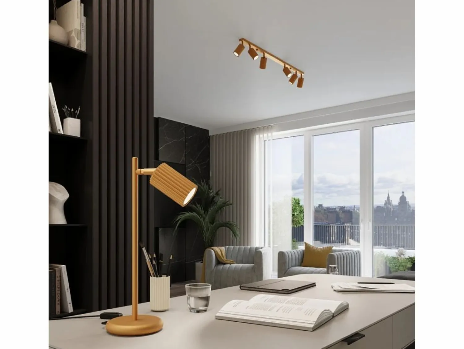 Clearance Sollux Lighting Lámpara de escritorio Gloow minimalista de aluminio - 1 fuentes luminosas 4000K - L.14,5 x A.43 cm - Dorado
