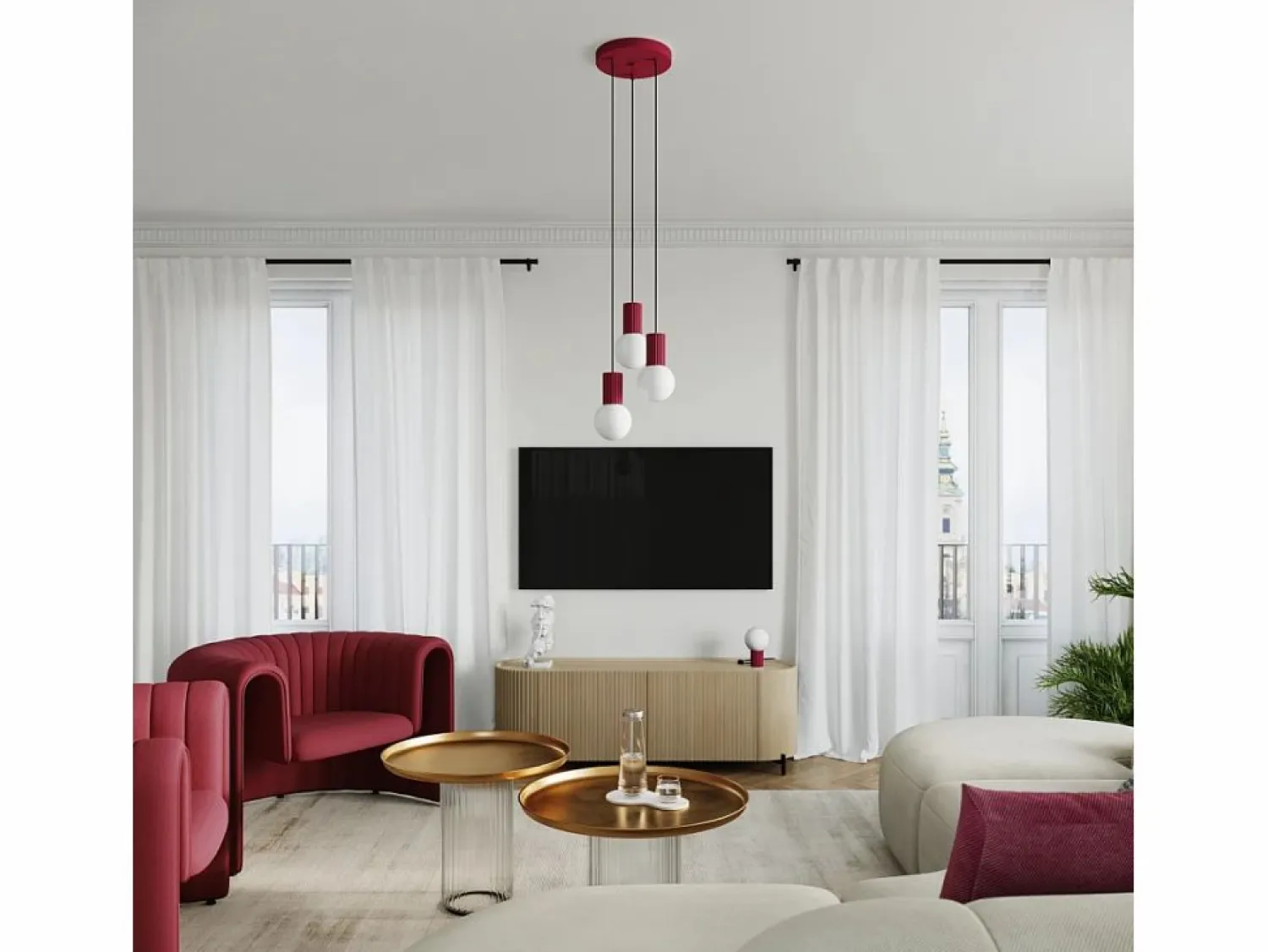 Online Sollux Lighting Lámpara De Escritorio Halo Moderno De Aluminio/Vidrio - 1 Fuentes Luminosas - L.12 X A.19 Cm - Borgoña Granate