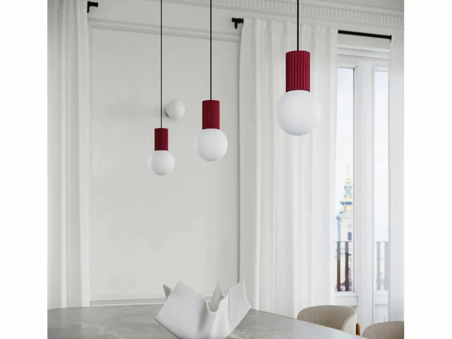 Online Sollux Lighting Lámpara De Escritorio Halo Moderno De Aluminio/Vidrio - 1 Fuentes Luminosas - L.12 X A.19 Cm - Borgoña Granate