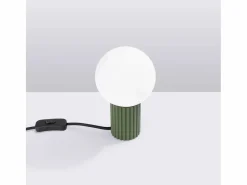 Best Lámpara De Escritorio Halo Moderno De Aluminio/Vidrio - 1 Fuentes Luminosas - L.12 X A.19 Cm - Oliva Lámpara De Escritorio