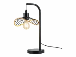 NETTLIFE Lámpara de escritorio vintage , lámpara de noche, lámpara de mesa, E27 con cable, lámpara de escritorio retro de metal negra (bombilla no incluida)