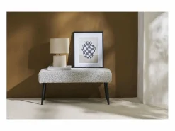 New Lámpara de mesa de cerámica blanca mate con pantalla de lino natural TIGA Lámpara De Mesa