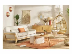 Discount Miliboo Lámpara de mesa de cerámica esmaltada con pantalla de rafia natural 64 cm MAJES Terracota