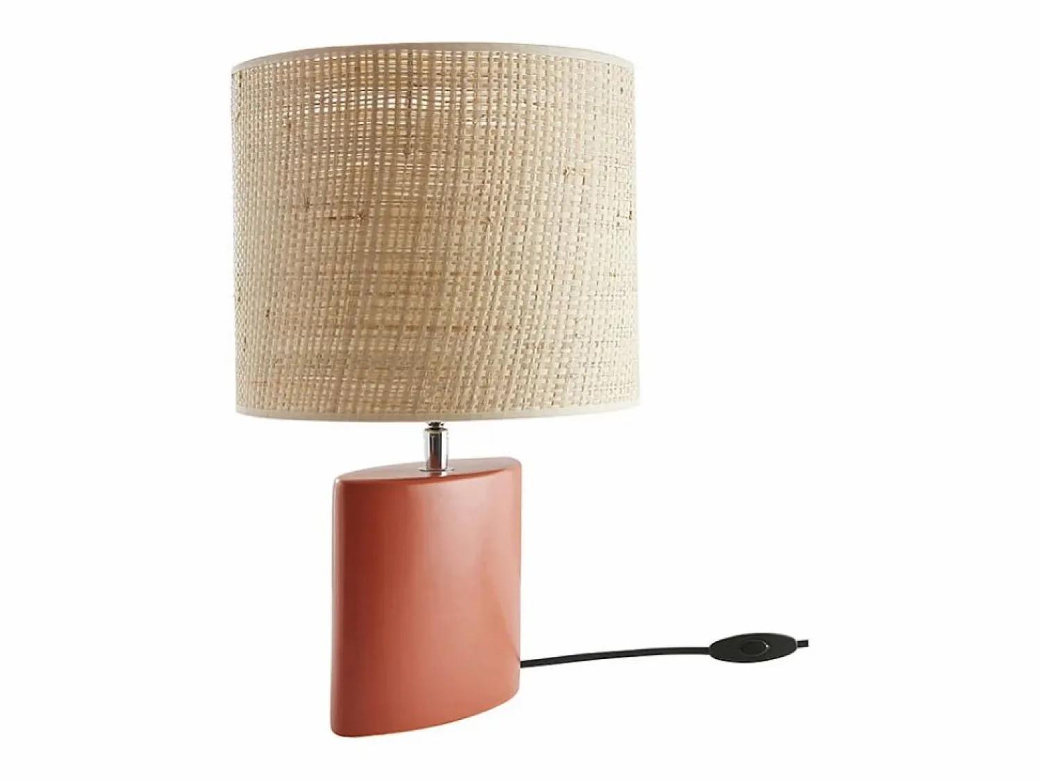 Clearance Miliboo Lámpara de mesa de cerámica mate con pantalla de rafia natural 40 cm TIGA Terracota