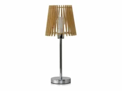 Lámpara de mesa de madera y base metálica