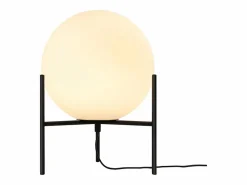 OZAIA Lámpara de mesa globo con pie, D. 25 x H. 35 cm, y blanco - BARLOW