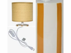 Outlet Sweeek Lámpara de mesa interior cerámica pantalla de efecto de mimbre Mostaza