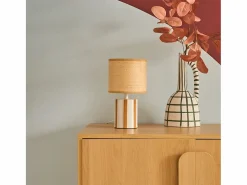 Outlet Sweeek Lámpara de mesa interior cerámica pantalla de efecto de mimbre Mostaza