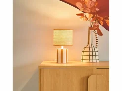 Outlet Sweeek Lámpara de mesa interior cerámica pantalla de efecto de mimbre Mostaza