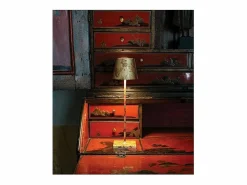 New Lámpara de mesa LED Poldina Pro con craquelado de hoja de oro rojo, recargable y regulable, con batería de hasta 12 horas Lámpara De Mesa