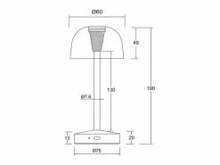 Ledkia Lámpara de Mesa LED Portátil para Exterior Metal con Batería Recargable Lendora