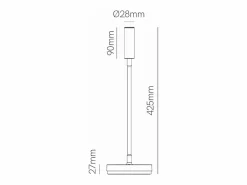 Lámpara de mesa LED Stem 5W blanca, luz cálida, carga inalámbrica y cabezal ajustable Blanco