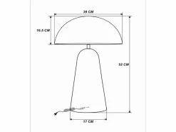 Online OZAIA Lámpara de mesa seta de metal, D. 39 x A.52 cm, brillante, LARKIN Rosa