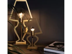 Hot Lámpara de mesa Silhouette grande 30x54 cm en hierro estilizado Diseño moderno de ensueño Conexión E27 Made in Italy Oro Lámpara De Mesa