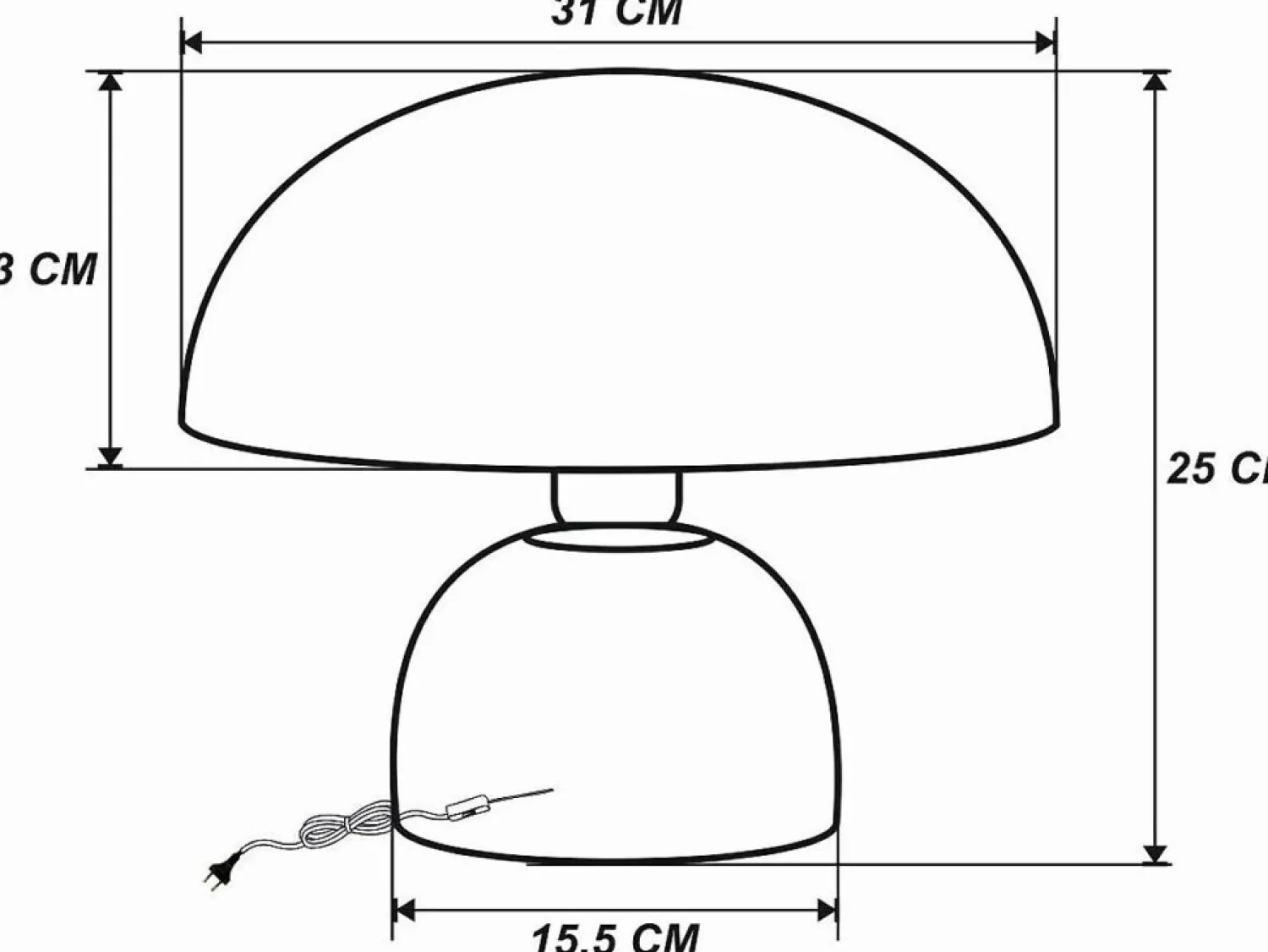Clearance OZAIA Lámpara de mesa tipo seta de metal, D. 31 x Alt. 25 cm, , SIDNEY Negro
