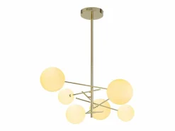 OZAIA Lámpara de metal asimétrica 6 globos, L.72 x H. 116 cm, brillante, NAKINA