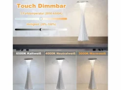 NETTLIFE Lámpara de noche LED táctil regulable USB con 3 niveles de brillo Lámpara de mesa para dormitorio