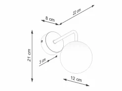 Outlet Sollux Lighting Lámpara de pared Bealy minimalista de acero/vidrio - 1 fuentes luminosas 3000K - L.10 x A.21 cm - /blanco Negro