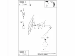 Outlet Sollux Lighting Lámpara de pared Bealy minimalista de acero/vidrio - 1 fuentes luminosas 3000K - L.10 x A.21 cm - /blanco Negro