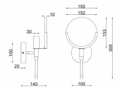 Ledkia Lámpara de Pared de Metal y Cristal Frome