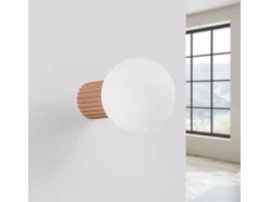 Hot Sollux Lighting Lámpara De Pared Halo Moderno De Aluminio/Vidrio - 1 Fuentes Luminosas - L.12 X A.12 Cm - Moca Marru00f3n