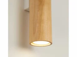 Clearance Sollux Lighting Lámpara de pared Lino moderno de madera/acero - 2 fuentes luminosas - L.6 x A.30 cm - madera natural/ Blanco