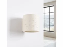 Best Sollux Lighting Lámpara de pared Orbis industrial de concreto - 1 fuentes luminosas - L.10 x A.10 cm - Beige