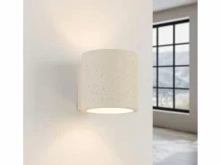 Best Sollux Lighting Lámpara de pared Orbis industrial de concreto - 1 fuentes luminosas - L.10 x A.10 cm - Beige