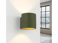 Outlet Sollux Lighting Lámpara de pared Orbis industrial de concreto - 1 fuentes luminosas - L.10 x A.10 cm - oliva Verde