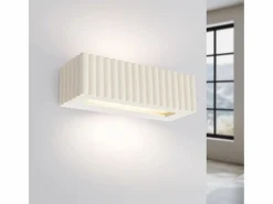 Hot Sollux Lighting Lámpara de pared Rigata moderno de cerámica - 1 fuentes luminosas - L.34 x A.10 cm - Beige
