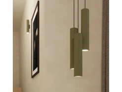Lámpara de pared Toris desván de acero - 2 fuentes luminosas 3000K - L.6 x A.30 cm - oliva Aplique Para Pared