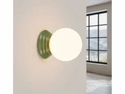 Sale Sollux Lighting Lámpara de pared Zori minimalista de cerámica/vidrio vidriado - 1 fuentes luminosas - L.12 x A.12 cm - oliva Verde