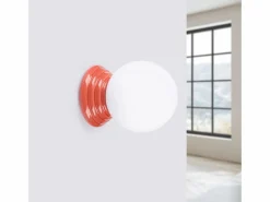 Outlet Sollux Lighting Lámpara de pared Zori minimalista de cerámica/vidrio vidriado - 1 fuentes luminosas - L.12 x A.12 cm - durazno Rosa