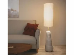 Outlet Ledkia Lámpara de Pie Cerámica y Tela Bryony Topo Gris