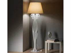 Online Lámpara de pie Circeo 60x180 cm Estructura de hierro blanco con pantalla color arena Diseño vintage moderno con interruptor de pie Made in Italy Lámpara De Pie