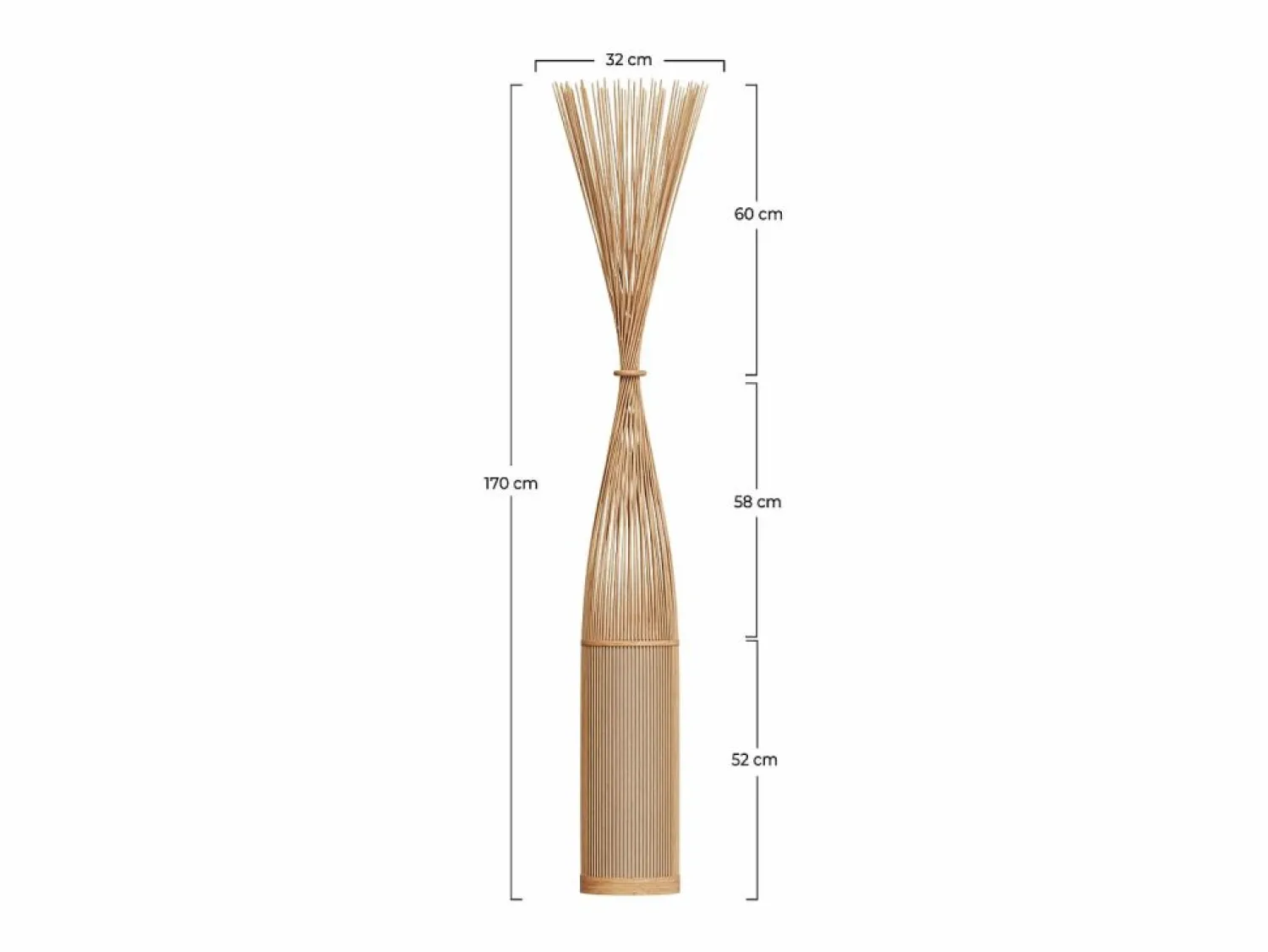 Rendez-Vous Déco Lámpara de pie de bambú natural 1m70 - Huron