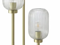 OZAIA Lámpara de pie de metal y cristal acanalado - 3 globos - D. 30 x H. 161 cm - Oro - LOUXOR