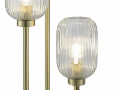 OZAIA Lámpara de pie de metal y cristal acanalado - 3 globos - D. 30 x H. 161 cm - Oro - LOUXOR