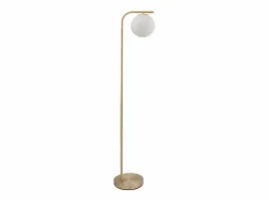 Sale OZAIA Lámpara de pie en latón cepillado y cristal blanco - D.28 x Alt.150 cm - Dorado - SOFIA Blanco / Dorado