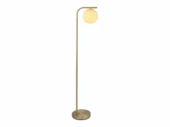 Sale OZAIA Lámpara de pie en latón cepillado y cristal blanco - D.28 x Alt.150 cm - Dorado - SOFIA Blanco / Dorado