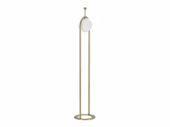 Lámpara de pie GLAMY ARC Ø 28X168 en metal dorado con pantalla de vidrio blanco