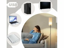 Lámpara de pie LED regulable con pantalla de tela retro para sala de estar con interruptor de tiro Lámpara De Pie
