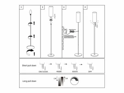 Lámpara de pie LED regulable con pantalla de tela retro para sala de estar con interruptor de tiro Lámpara De Pie