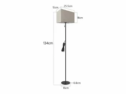 NETTLIFE Lámpara de pie LED regulable con pantalla de tela retro para sala de estar, con interruptor de tiro Negro