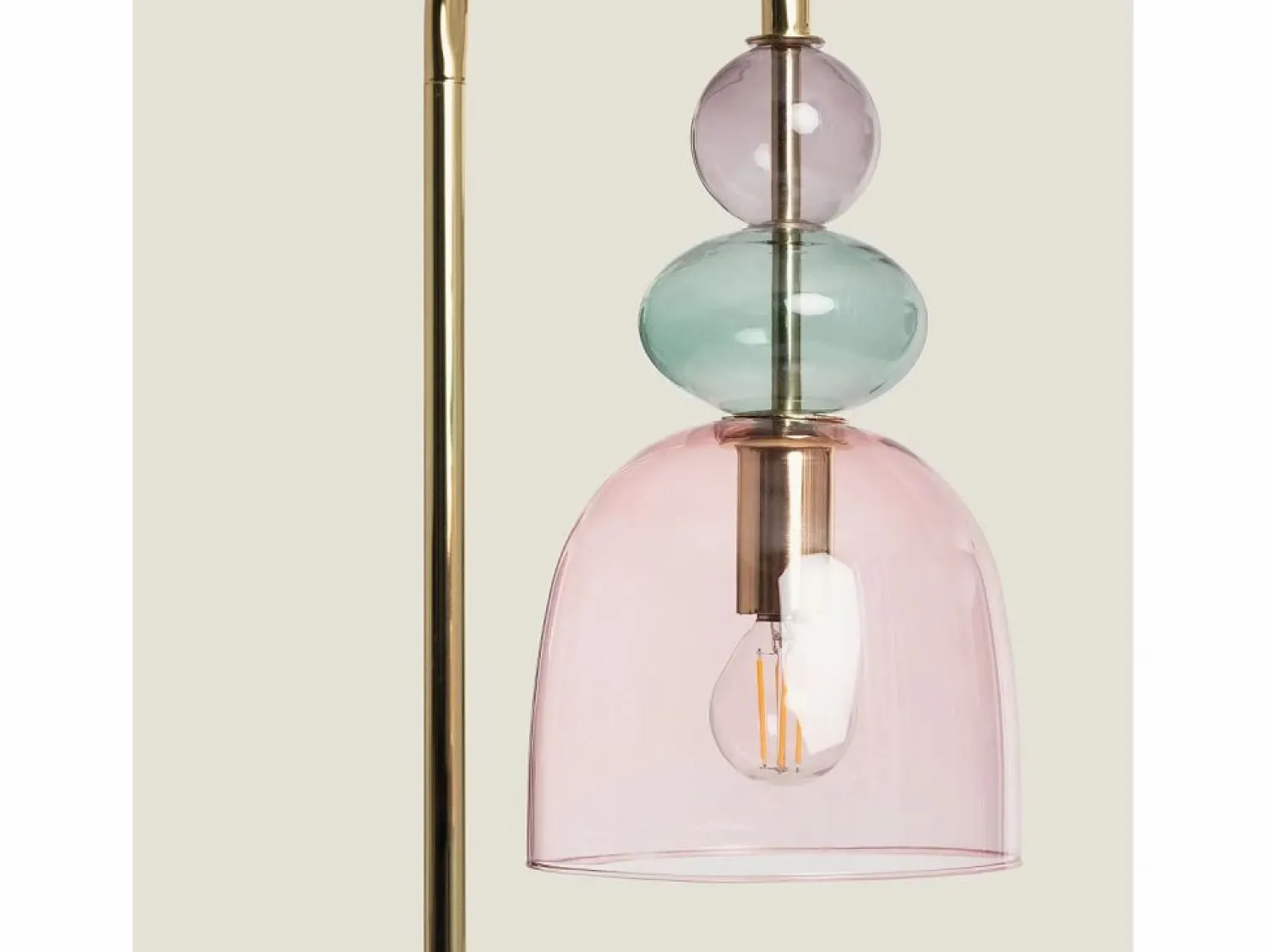 Hot Ledkia Lámpara de Pie Metal y Cristal Baudelaire Rosa Multicolor