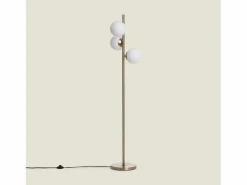 Ledkia Lámpara de Pie Metal y Cristal Moonlight Brass Round 3 Focos Dorado