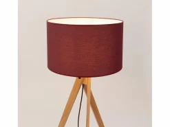 Sollux Lighting Lámpara de pie Natt moderno de tela/PVC/madera - 1 fuentes luminosas - L.77 x A.140 cm - burdeos/madera natural