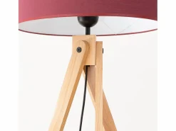 Sollux Lighting Lámpara de pie Natt moderno de tela/PVC/madera - 1 fuentes luminosas - L.77 x A.140 cm - burdeos/madera natural